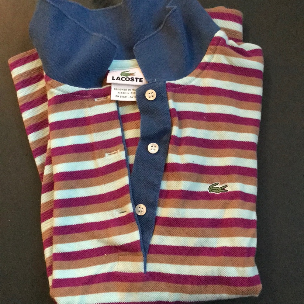 Lacoste cropped polo striped retro